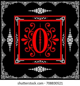 Decorative floral font typeface vector number 0.
