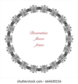 Decorative floral Frame Abstract Design. Universal card for invitation and birthday party. Stock vector illustration.