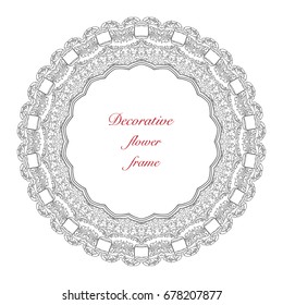Decorative Floral Frame. Abstract Design Pattern on a white background.