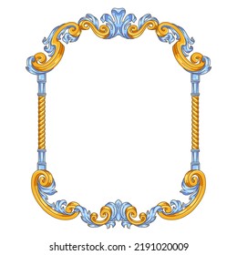 Decorative floral frame in baroque style. Classical curling plant.