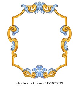 Decorative floral frame in baroque style. Classical curling plant.