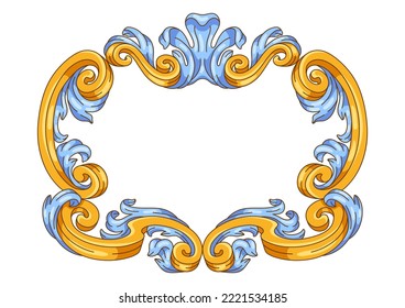 Decorative floral frame in baroque style. Classical curling plant.