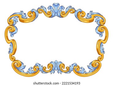 Decorative floral frame in baroque style. Classical curling plant.
