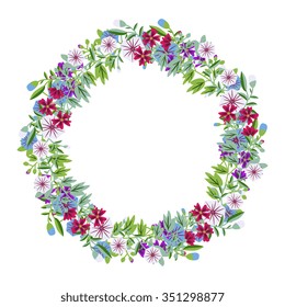 Decorative floral frame with bindweed and mallow