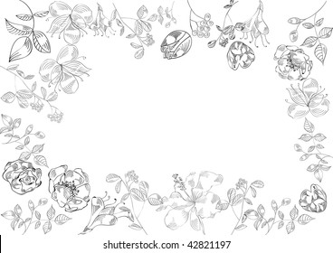 Decorative floral frame (black and white)