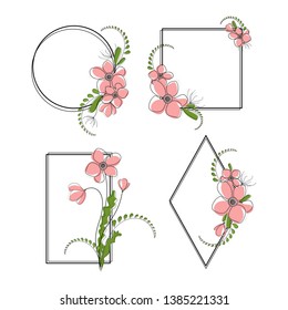 Decorative floral frame border set