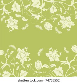 Decorative floral frame with butterfly, element for design, vector illustration