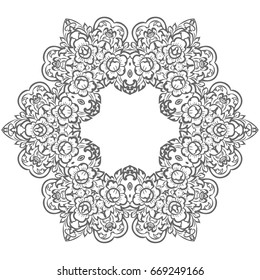 Decorative Floral Frame. Flowers Design pattern. Traditional Thai ornament.