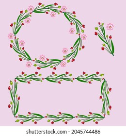  Decorative floral frame Greeting.Green frame with leaves, spring time.EPS10