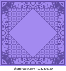 Decorative floral frame. indigo color. vector illustration. Tribal Ethnic Arabic, Indian, motif. for interior design, wallpaper, invitation