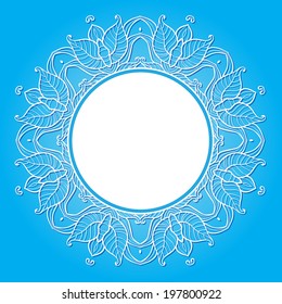 Decorative floral frame on a blue background 
