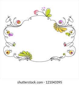 Decorative floral frame on white background