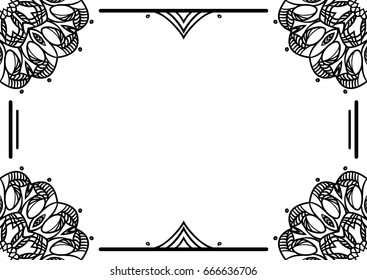 Decorative floral frame on white background with place for text. Ornamental floral design element for post card, invitation, greeting card. Vector floral border