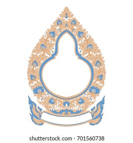 Decorative Floral Frame on a white background. Classic Thai Pattern.
