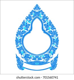 Decorative Floral Frame on a white background. Classic Thai Pattern.