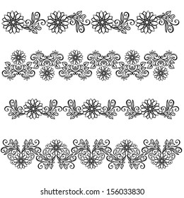Decorative Floral Frame, Ornament (Vector). Line