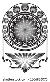 Decorative floral frame in retro style, art nouveau inspired illustration.