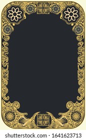 Decorative floral frame in retro style, art nouveau inspired illustration.