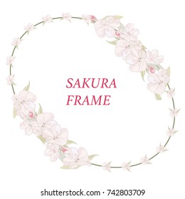 Decorative Floral Frame with Sakura Flower.