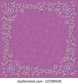 Decorative floral frame with shadow, vector