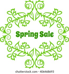 Decorative floral frame. Spring Sale banner. Vector illustration.