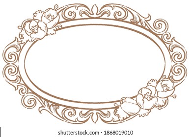 Decorative floral frame with tulip flowers in vintage style isolated on white background. Vector illustration.