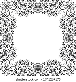 Decorative floral frame. Vector illustration