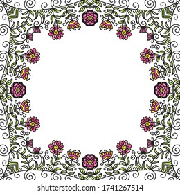 Decorative floral frame. Vector illustration