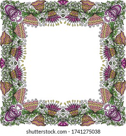 Decorative floral frame. Vector illustration