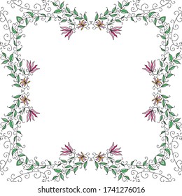 Decorative floral frame. Vector illustration