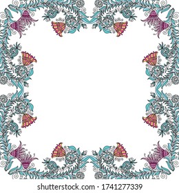 Decorative floral frame. Vector illustration