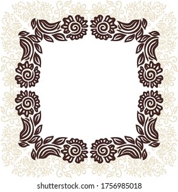Decorative floral frame. Vector illustration