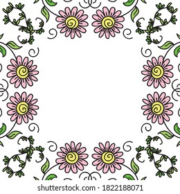 Decorative floral frame. Vector illustration