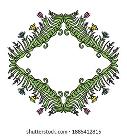 Decorative floral frame. Vector illustration