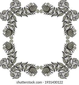 Decorative floral frame. Vector illustration