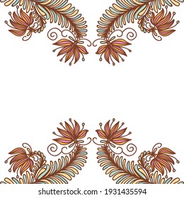 Decorative floral frame. Vector illustration