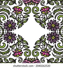 Decorative floral frame. Vector illustration