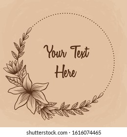 Decorative floral frame for wedding invitation with hand drawn style
