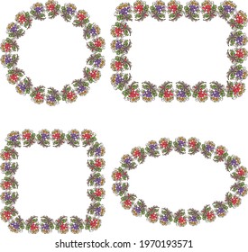 Decorative floral frames from bunches with leaves and ripe berries