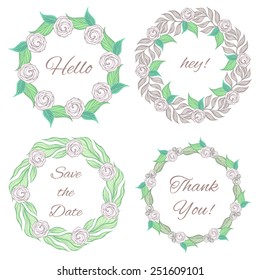 Decorative floral frames collection. Retro floral set. Vector illustration