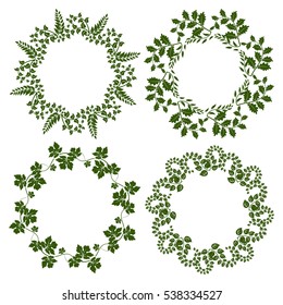 Decorative floral frames isolated on white background. Vector eco circle banners design