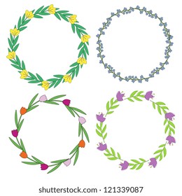 Decorative floral frames set with graphic flowers