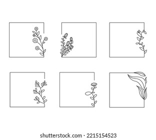 decorative floral frames set line illustration