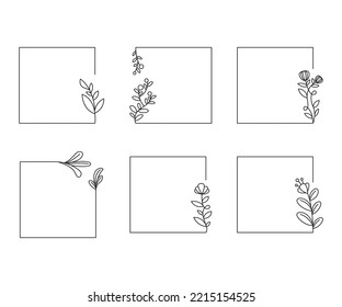 decorative floral frames set line illustration