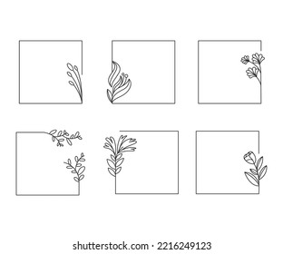 ilustración de línea de marcos florales decorativos