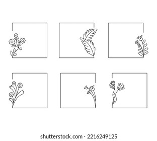 decorative floral frames set line illustration