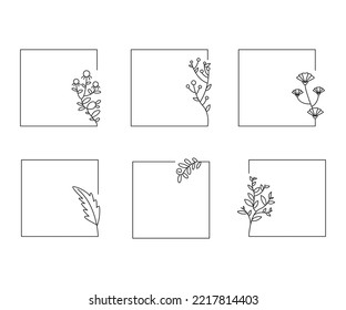 ilustración de línea de marcos florales decorativos