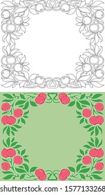 Decorative floral frames of twigs with berries and leaves