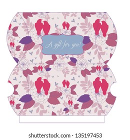 Decorative floral gift box vector template