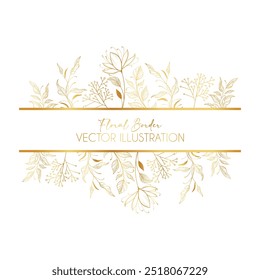 Decorative floral gold composition for greeting card, wedding invitation, fabric
